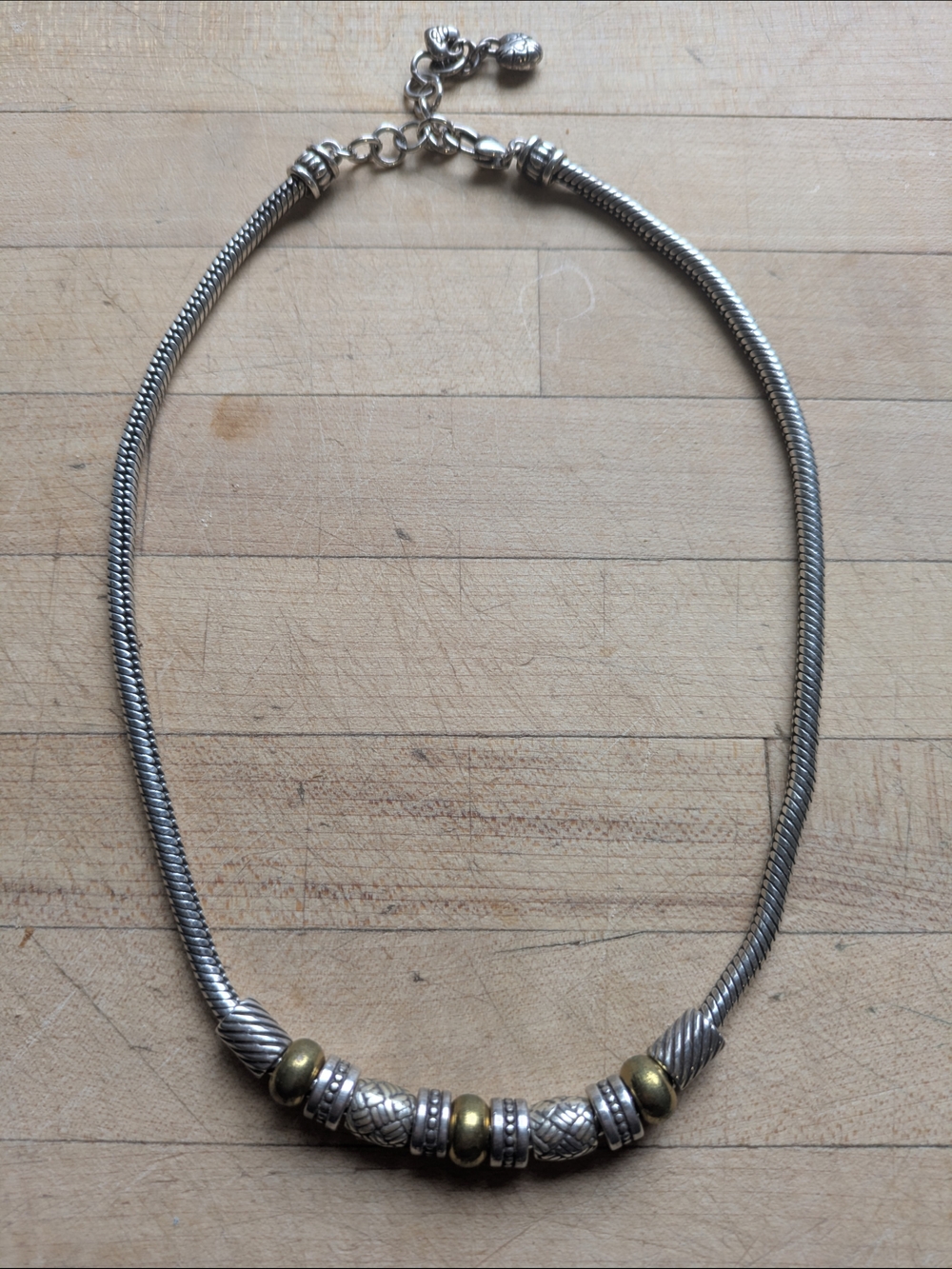 Brighton Travis Silver-Tone  Necklace with Gold Accent Beads